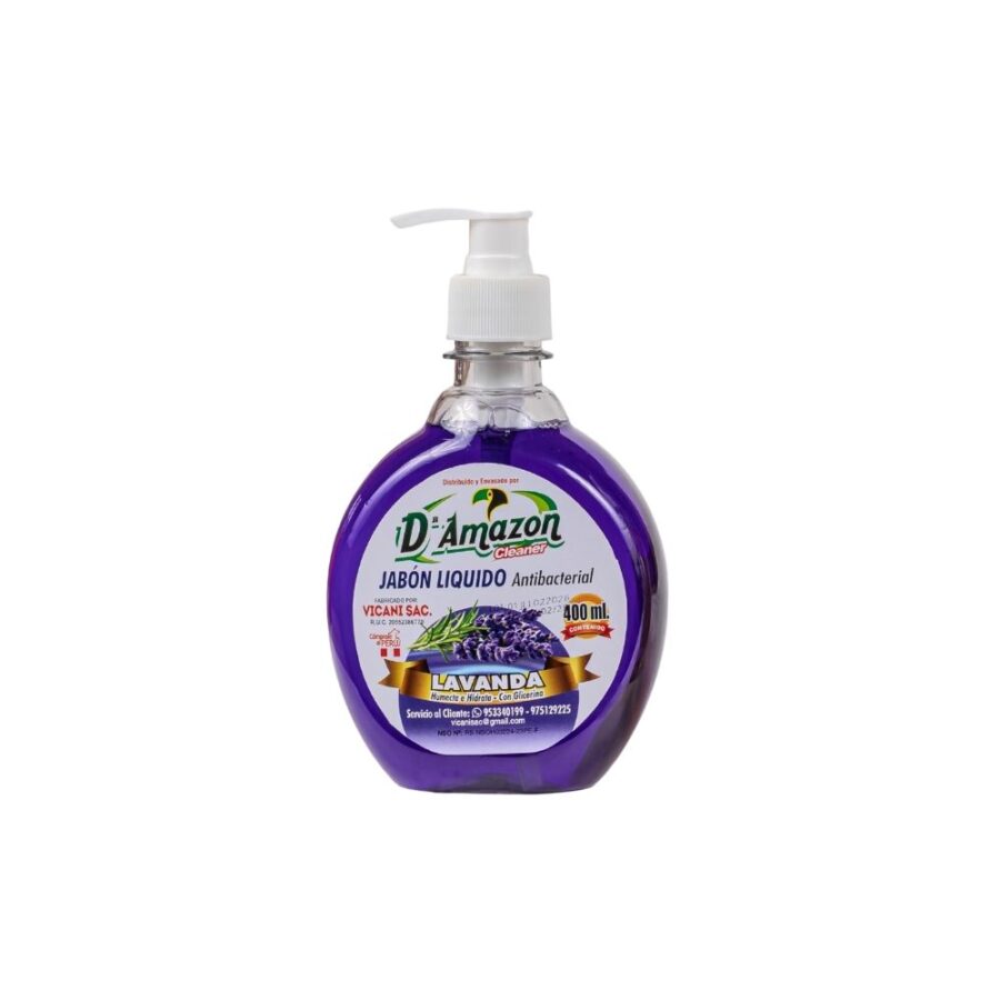 Jabón líquido antibacterial c/dispensador aroma lavanda 400ml