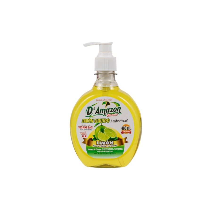 Jabón líquido antibacterial c/dispensador aroma limón 400ml