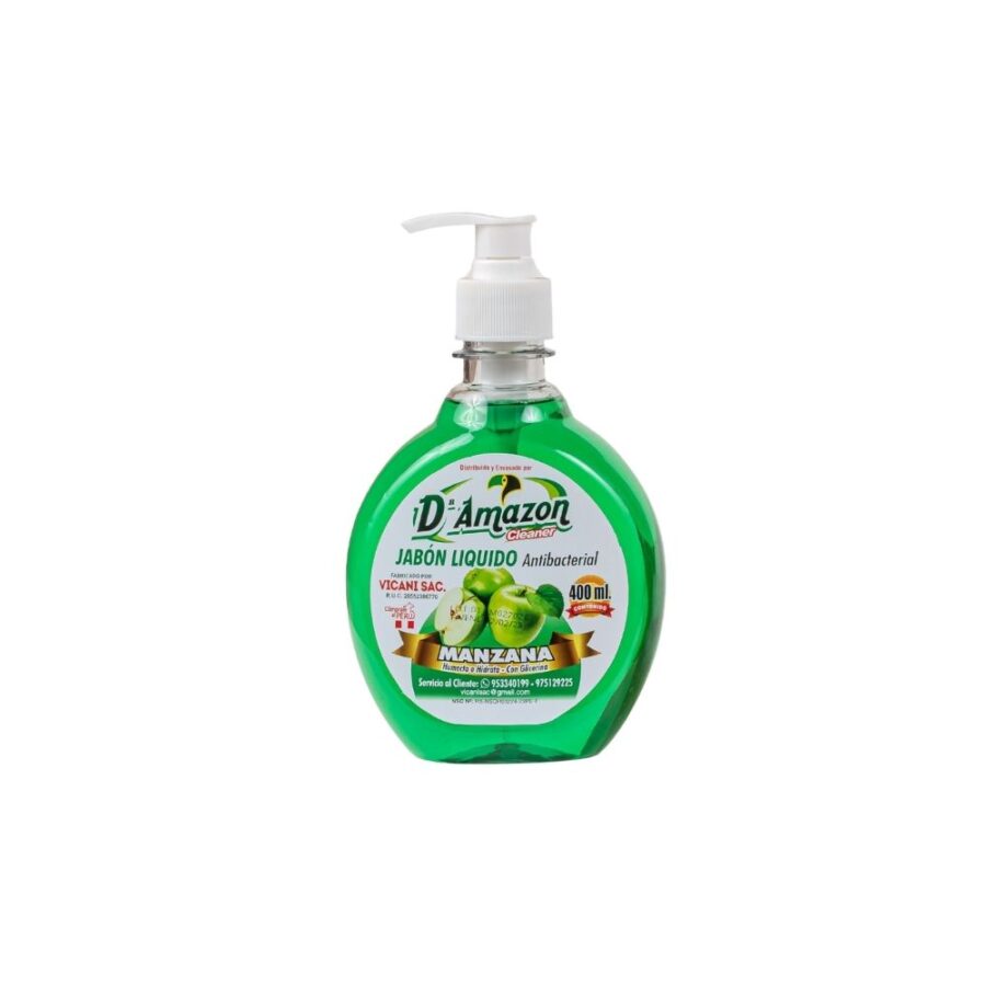 Jabón líquido antibacterial c/dispensador aroma manzana 400ml