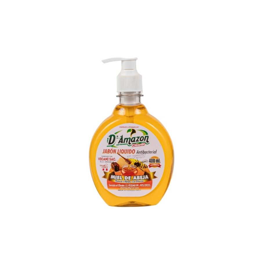 Jabón líquido antibacterial c/dispensador aroma miel de abeja 400ml